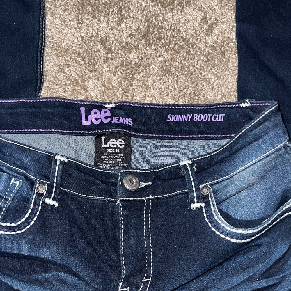 Lee Kids' Dark Blue Jeans with Contrast Stitching - Picture 2 of 4